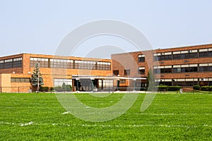 View of typical American school building exterior