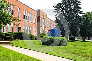 View of typical American school building exterior
