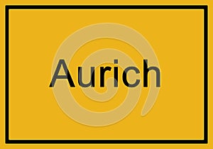 Typical german yellow city sign Aurich photo