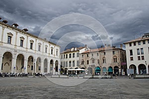 View of typical Italian square, Piazza dei Signori in Padua, Padova, Italy.