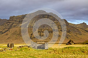 View of a typical landscape in the south of Iceland