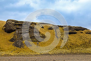 View of a typical landscape in the south of Iceland