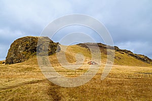 View of a typical landscape in the south of Iceland