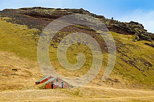 View of a typical landscape in the south of Iceland