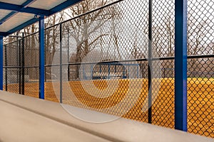 View of typical nondescript high school softball clay infield