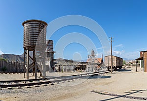 View of a typical old west railways scenario, on the Oasys - Mini Hollywood, Spanish Western-styled theme park, Western scenario,