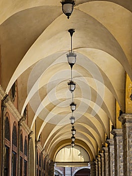 View of a typical portico of Bologna