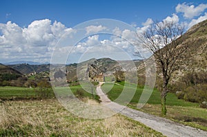 View of typical spring landscape of the Marche region