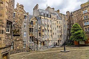 A view of typical tenements architecture in an Edinburgh square, Scotland
