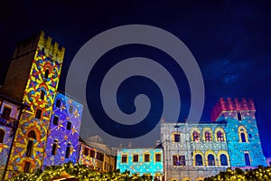 View of Tyrolean christmas market in the main square of Arezzo city photo
