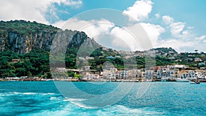 View of the Tyrrhenian sea coast in Capri, Italy