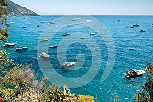 View of the Tyrrhenian sea coast in Positano, Italy