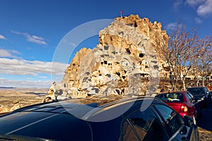 View of Uchisar Castle in Cappadocia