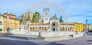View of the Udine castle behind the piazza della liberta in Italy...IMAGE