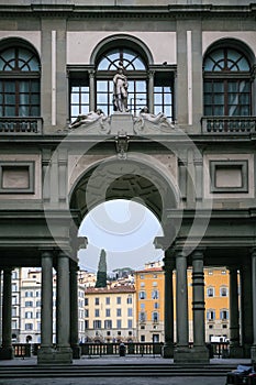 view of Uffizi Galery building and houses photo
