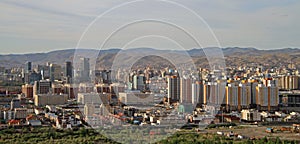 View of Ulan Bator from mountain Zaisan photo