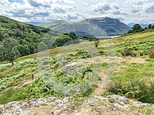 View of ullswater from path to aira force waterfall cumbria