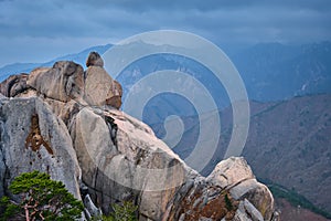 View from Ulsanbawi rock peak. Seoraksan National Park, South Corea photo