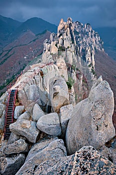 View from Ulsanbawi rock peak. Seoraksan National Park, South Corea photo