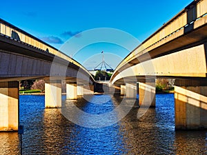 View Under Commonwealth Bridge to Australian Parliament House, Canberra, Australia
