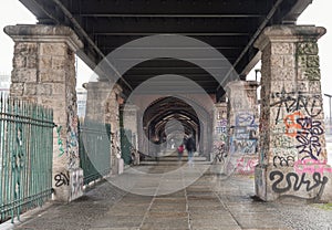 View of Under Oberbaumbrcke or Oberbaum Bridge over the Spree River in Berlin photo