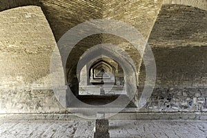 View under Si-o-se bridge in Esfahan, Iran