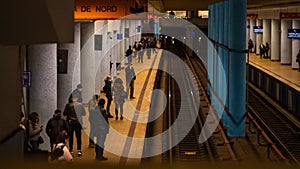 View of underground railway Obor station platform