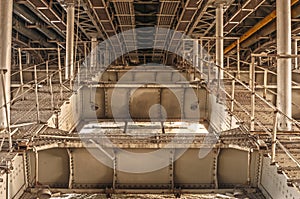 View on underside of an iron bridge