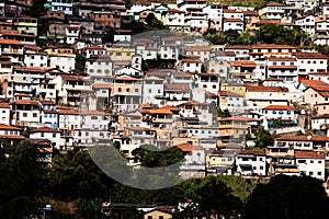 View of the unesco world heritage city of Ouro Preto in Minas Gerais Brazil