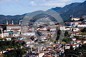 View of the unesco world heritage city of Ouro Preto in Minas Gerais Brazil