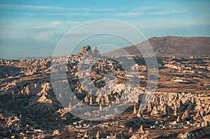 View of the unique landscape of Cappadocia Turkey