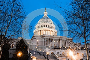 United States Capitol Building seen at night