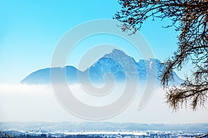 View of the Untersberg mountain in Salzburg, Austria. Alps