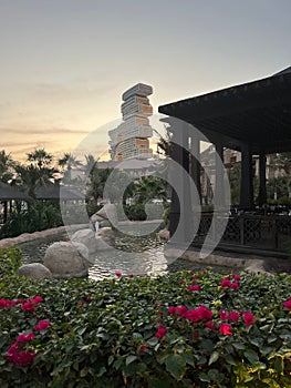 View of the unusual building in Dubai