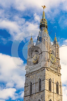 View up at the Belfry in Ghent, Belgium photo