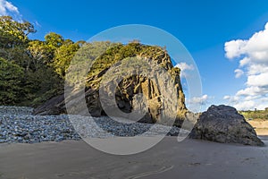 A view up Glen Beach towards a cliff anticline at Saundersfoot, South Wales