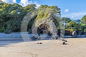 A view up Glen Beach towards a cliff anticline at Saundersfoot, South Wales photo