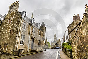 A view up the High Street in Falkland, Scotland