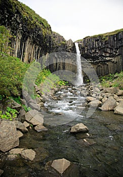 View up to Svartifoss falls