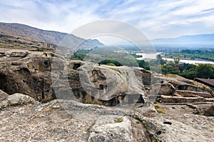 View from Uplistsikhe city to Mtkvari river in Georgia