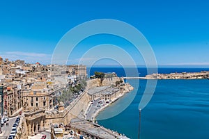 View of Upper Barrakka Gardens in La Valleta, Malta.