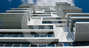 View upwards at a modern new apartment building in Berlin