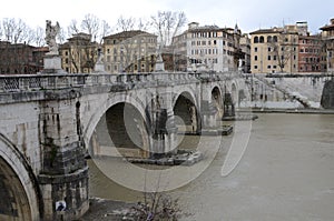 View of urban bridge in Rome