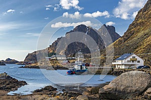 View of Ure village, in the Lofoten Islands, Norway