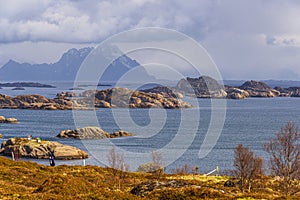 View of Ure village, in the Lofoten Islands, Norway