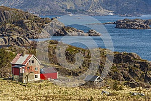 View of Ure village, in the Lofoten Islands, Norway