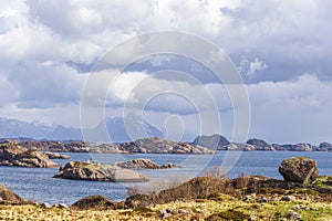 View of Ure village, in the Lofoten Islands, Norway