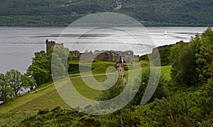 View of the Urquhart Castle, Loch Ness, Scotland, United Kingdom