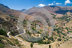 View of the Urubamba valley from the Pisac ruins,