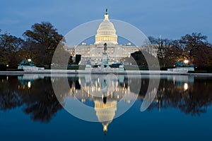 View on US Capitol at dusk